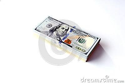 Pile of American dollars with white background Editorial Stock Photo