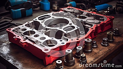 Backdrop scene for cylinder head gasket replacement.AI Generated Stock Photo