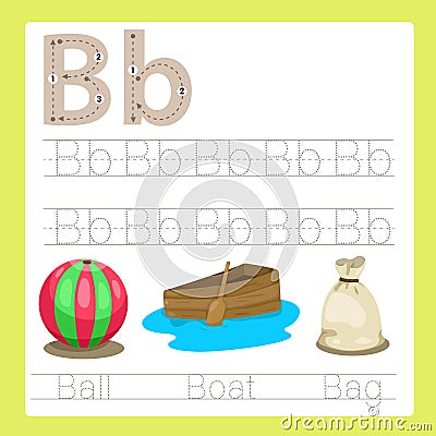 Illustrator of b exercise A-Z cartoon vocabulary Stock Photo