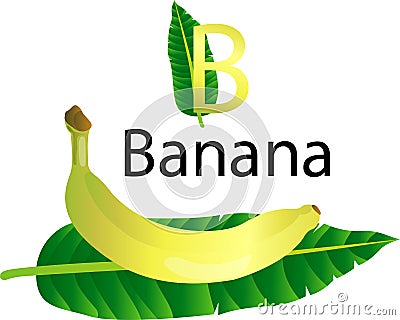 Illustrator b font with banana Vector Illustration