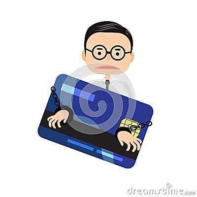 Illustrator Business man burden with credit card Stock Photo