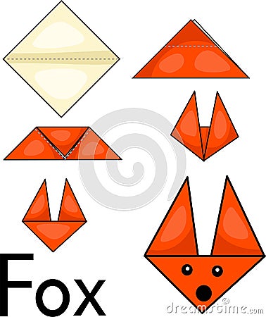 Illustrator of fox origami Vector Illustration