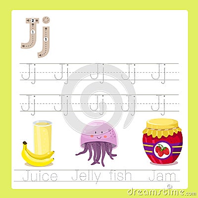 Illustrator of J exercise A-Z cartoon vocabulary Stock Photo