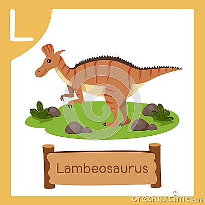 Illustrator of L for Dinosaur lambeosaurus Vector Illustration