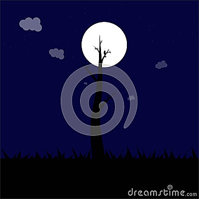 Illustrator night blue light moon Vector Illustration