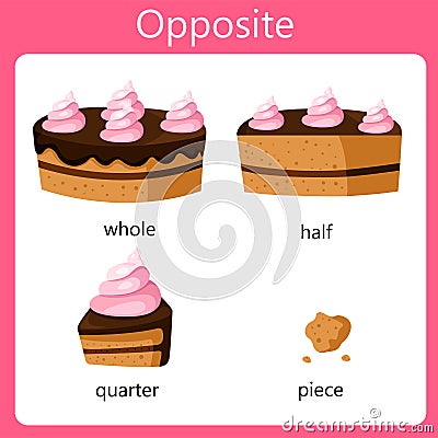 Illustrator Opposite set whole half quarter and piece Vector Illustration