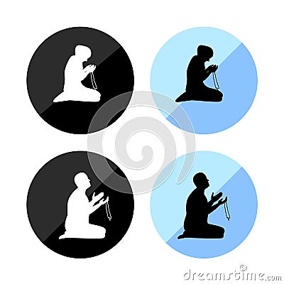 Sign for muslim man and woman prayer icon Vector Illustration