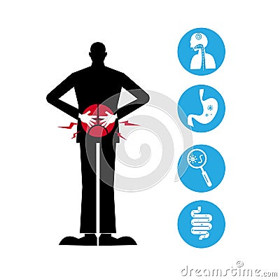 Illustrator-Stomach Ache With Icon Health Stock Photo