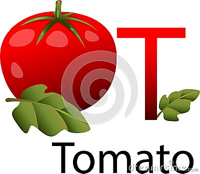 Illustrator T font with tomato Vector Illustration