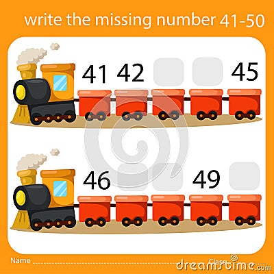 Illustrator of write the missing number 41-50 Vector Illustration