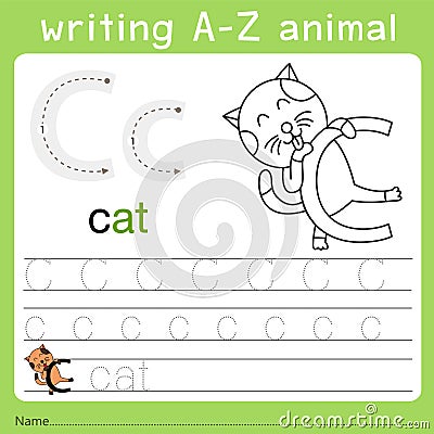 Illustrator of writing a-z animal c Vector Illustration