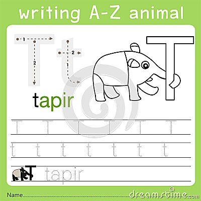 Illustrator of writing a-z animal t Vector Illustration
