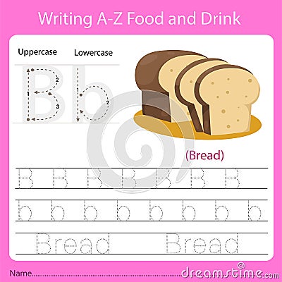 Illustrator of writing a - z food and drink B Bread Vector Illustration