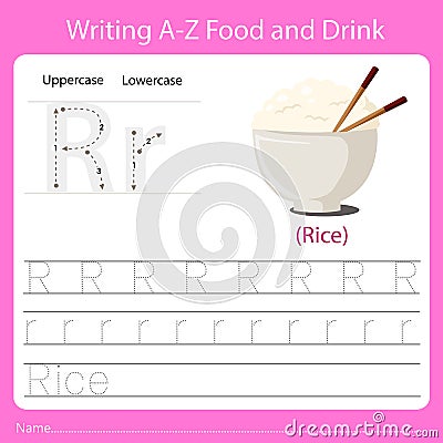 Illustrator of writing a - z food and drink R Rice Vector Illustration