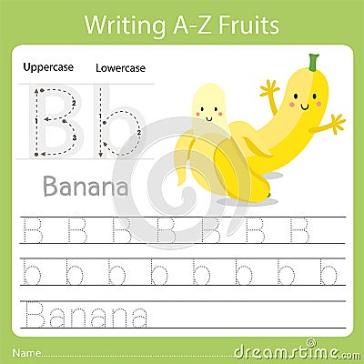 Illustrator of writing a - z fruits b banana Vector Illustration