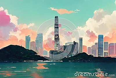Skyline of Hong Kong, beauftiful city Stock Photo