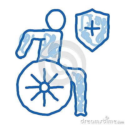 ilness human on wheelchair doodle icon hand drawn illustration Vector Illustration