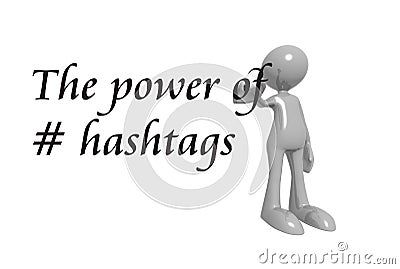 The power of hashtags with man Stock Photo