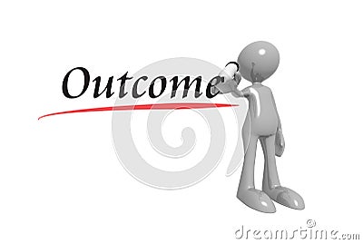 Outcome word with man Stock Photo
