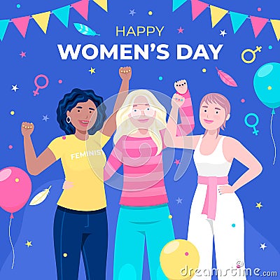 Ilustración plana del día de la mujer Vector Illustration