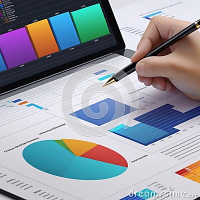 ilustration Business growth concept show marketing graph analyzing chart 12 Stock Photo