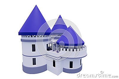 ilustration 3d rendering model of modern minimalist blue purple castle Stock Photo