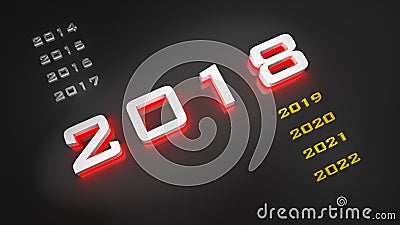 Ilustration 2018 in 3D, 2018 Stock Photo