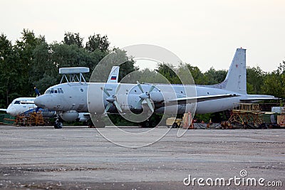 Ilyushin IL-38N 19 RED of russian navy standing at Zhukovsky. Editorial Stock Photo