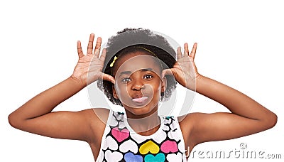 Im rubber and youre glue. Studio portrait of a young african american girl teasing the camera isolated on white. Stock Photo