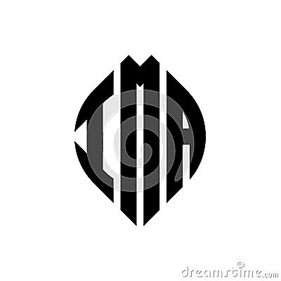 IMA circle letter logo design with circle and ellipse shape. IMA ellipse letters with typographic style. The three initials form a Vector Illustration