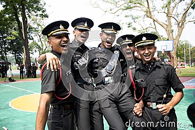 IMA Indian Military Academy cadets after passing out parade, Expressing joy Editorial Stock Photo