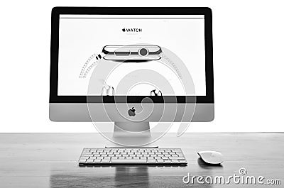 IMac with new iWatch on display Editorial Stock Photo