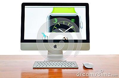 IMac with new iWatch on display Editorial Stock Photo
