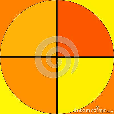 image of 4 square quadrants. yellow, orange and ocher color raster illustration background. four squares Cartoon Illustration