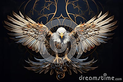 Image of abstract fantasy of eagle spreading its wings. Birds, Wildlife Animals, Illustration, Generative AI Stock Photo