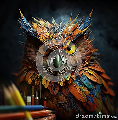 Image of abstract fantasy of owl. Bird., Wildlife Animals Stock Photo