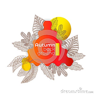 Image with an abstract frame on theme of autumn. Vector Illustration