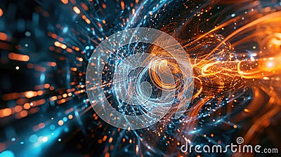The image is an abstract representation of a wormhole, a hypothetical tunnel in spacetime that connects two distant Stock Photo
