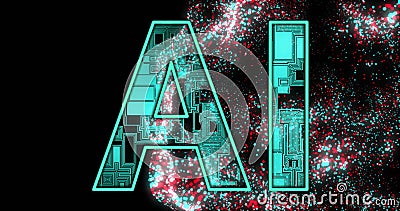 Image of ai text with glowing connections and data processing Stock Photo