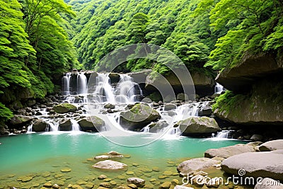 Ajiro falls made with Generative AI Stock Photo