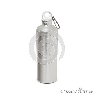 An image of Aluminium Bottle with Carabiner isolated on a white background Stock Photo