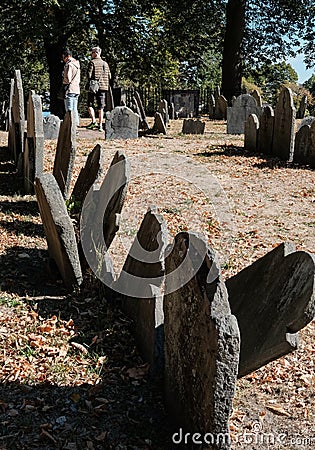 Image of American War of Independence graves seen in a famous Boston cemetery. Editorial Stock Photo