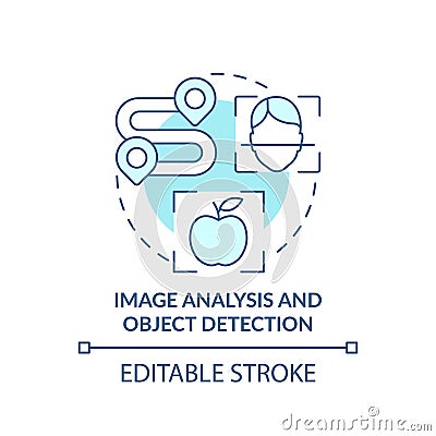 Image analysis and object detection turquoise concept icon Vector Illustration