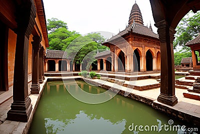 The ancient satupa is in Ayutthaya. Stock Photo