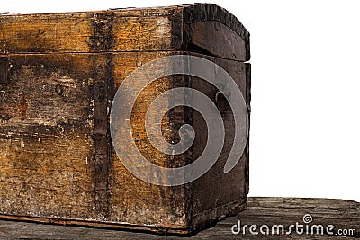 Image of an antique trunk coated with iron isolated on white background Stock Photo
