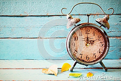 Image of autumn Time Change. Fall back concept. Stock Photo