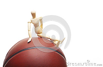 Image of basketball wooden figure white background Stock Photo