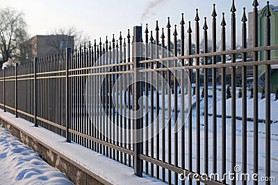Image of a Beautiful decorative cast iron wrought fence with artistic forging. Metal guardrail close up Stock Photo