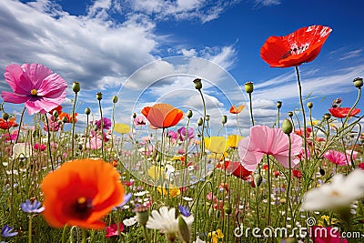 Image of beautiful fields of colorful flowers. Nature Stock Photo