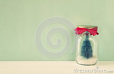 beautiful mason jar with christmas tree Stock Photo